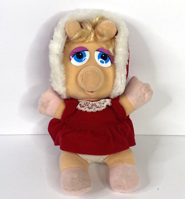 #ad Vintage 1987 Baby Miss Piggy Christmas Plush 11quot; Jim Henson Muppets Doll $12.95