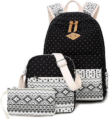 #ad Canvas Print Backpack Cute Teen Backpacks for Girls School Bag with Lunch Bag $36.36