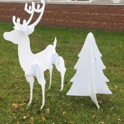 #ad 3D Christmas Reindeer and 3D Christmas Tree Yard Decorations FREE SHIPPING $64.95