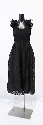 #ad Entro Women#x27;s Sleeveless Ruched Bust Round Neck Midi Dress AR8 Black Large NWT $23.99