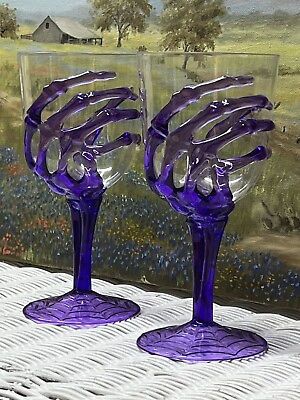 #ad Spooky Skeleton Hand Goblet Plastic Halloween Purple Wine Glasses 11.8 oz 1 each $8.00