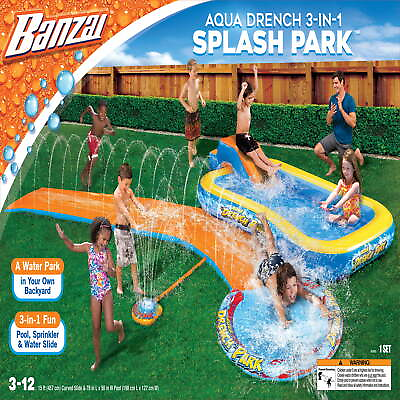 #ad 3 In 1 Splash Park Sprinkler Splash Pad Water Spray Play Mat Garden Water Toy $71.97