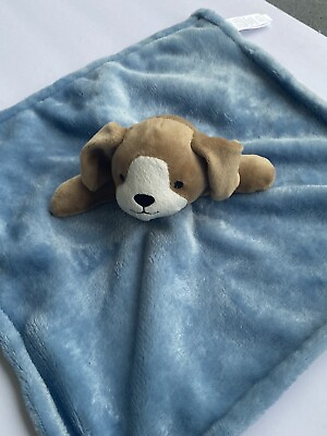 #ad Carters Blue Puppy Dog Security Blanket Satin Plush Lovey EUC $13.95