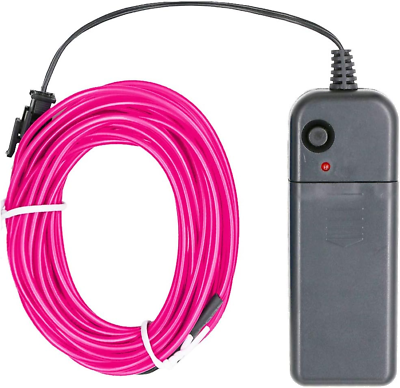#ad LED Neon Light 16.4Ft 5M Portable Hot Pink EL Wire Glowing Rope Lights LED Stri $15.85