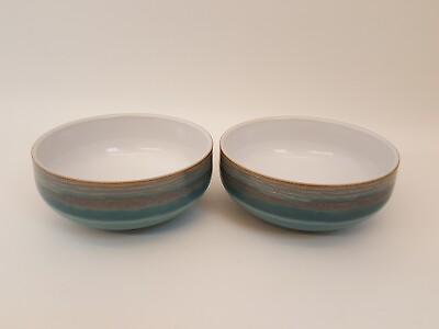 #ad Denby England blue stoneware Azure Coast 2 soup cereal bowls $44.96