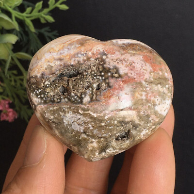 #ad 51g Ocean Jasper Heart Carving Small Size Stone Quartz Crystal Specimen Healing $14.00