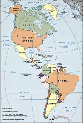 #ad 1996 CIA Map of North and South America Wall Art Poster Print Home School Office $13.95