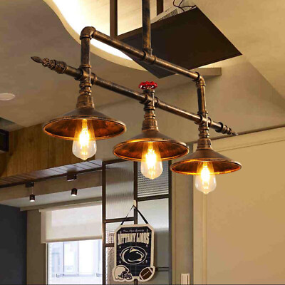 #ad Industrial Metal Saucer Shade Ceiling Light Vintage 3 Heads Island Pendant Lamp $129.00