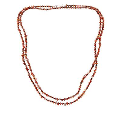 #ad Jay King Sterling Silver 60quot; Orange; Black Chalcedony Beaded Necklace $79.99