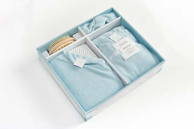#ad Luxury 4 Piece Towel Wrap Bath Spa Gift Box Set Blue $26.97