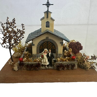 #ad vintage miniature wedding chapel bride groom diorama display $89.99