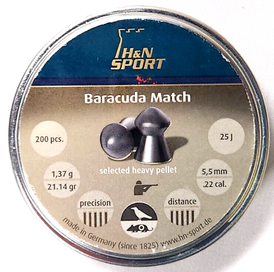 #ad 200ct Hamp;N Sport Baracuda Match Domed Air Gun Pellets .22 Caliber 21.14 Grains $18.95