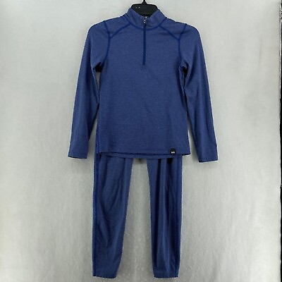 #ad Rei Coop Boys Kids Base Layers Sz M 10 12 Blue Pinstripes 1 4 Zip Matching Set $25.99