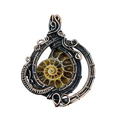#ad Gift For Her Copper Ammonite Fossil Gemstone Jewelry Wire Wrapped Pendant 2.8 $21.66