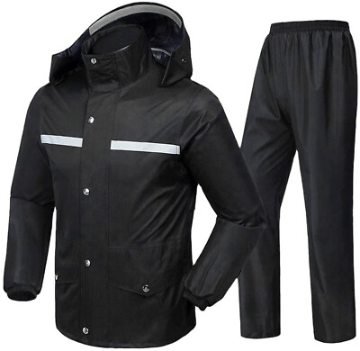 #ad Waterproof Rain Suit Hooded Raincoat Rain Coat Jacket Poncho Rainwear Camping US $21.84