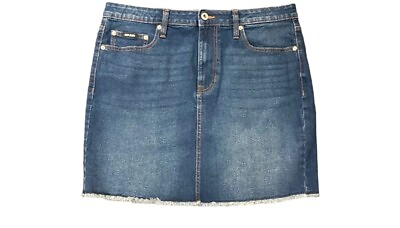 #ad DKNY SIZE 8 MID RISE DENIM SKIRT 17quot; A LINE COMFORT STRETCH NEW $14.87