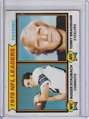 #ad 1979 Topps #1 1978 Passing Leaders Roger Staubach Terry Bradshaw $4.99