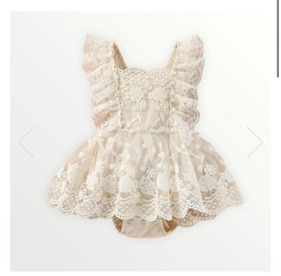 #ad Bodoke Kids Baby Boutique Octavia Lace Romper Ivory Dress Size 90 18 24m $20.00