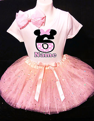 #ad MINNIE MOUSE Dress With NAME 6 sixth 6th Birthday Tutu dress Fast Shipping $37.95