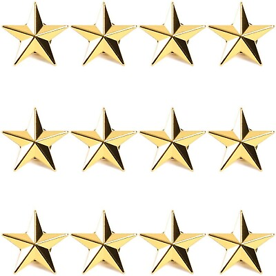 #ad 12pcs 3D Gold Star Brooch Lapel Pins Badges for Memorial Day and Theme Party $8.99