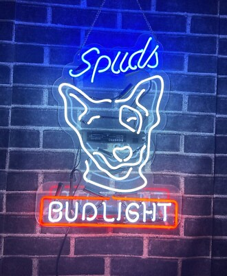 #ad Spuds Mackenzie Beer Acrylic 17quot;x14quot; Neon LampLight Sign Pub Wall Decor Bar Open $120.49