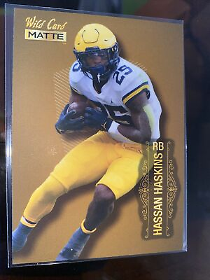 #ad Hassan Haskins RC 2022 Wild Card Gold Matte ROOKIE #47 Michigan Titans Hot $2.99