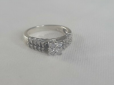 #ad 10K White Gold 5 8 CTTW Diamond Engagement Ring Size 7 MSRP $2300 $302.47