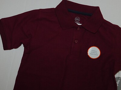 #ad Boys School Uniform Shirt Maroon Medium 8 Short Sleeve Polo $7.46