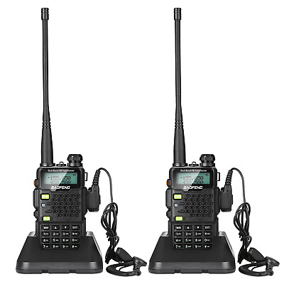#ad 2pcs BAOFENG UV 5R5 Radio Walkie Talkies Speaker Two Way 3 5KM Long Range Hiking $48.99