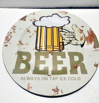 #ad 13quot; Beer Plate Platter Always on Tap Ice Cold $23.99