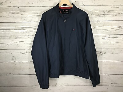 #ad Tommy Hilfiger Mens Navy Blue Water Resistant Bomber Jacket Size XL NWT $49.99