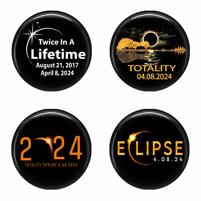 #ad SET OF 4 Total Solar Eclipse Magnets 4.8. 2024 Souvenir Memorabilia 1.25 in $11.66