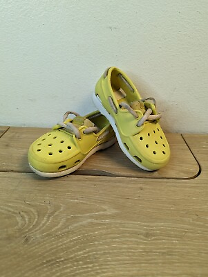 #ad Crocs Toddler Kids yellow Unisex Beach Line Lace Up Water Boat Shoes C6 $16.95