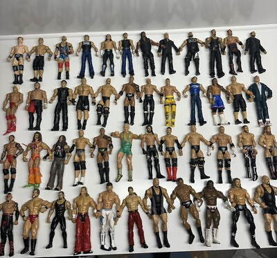 #ad Huge Lot Of 47 Mattel And Jakks Wrestling Figures With Accessories $249.95