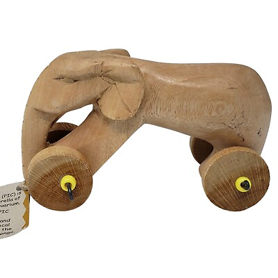 #ad Partners In Conservation Elephant Carved Wooden Rolling Pull Toy Rwanda 5.5in $24.99