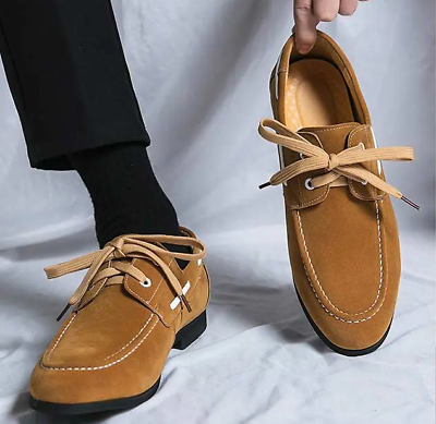 #ad Mens Dress Lace Up Shoe Loafer Suede Leather Classic Leather Shoes Leisure Shoes $47.58