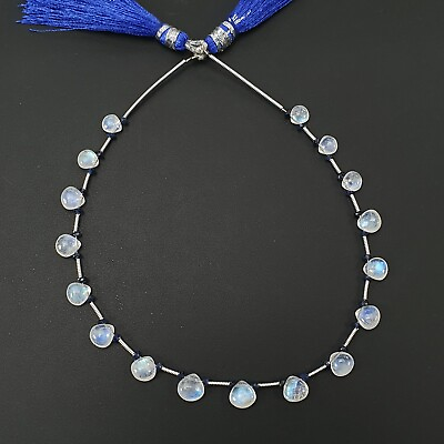 #ad 18.00cts Natural Rainbow Moonstone amp; Blue Sapphire Gemstone Loose Beads Pear $37.26