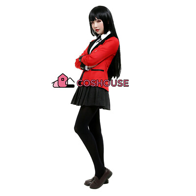 #ad Women#x27;s Anime Cosplay Costume School Uniform Red Coat Houndstooth Skirt Outfit $37.99
