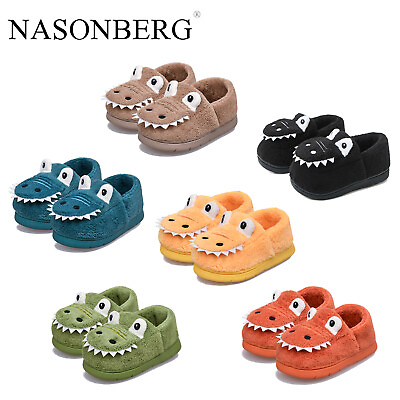 #ad Boys Girls Warm House Slippers Toddler Kids Fur Lined Indoor Fuzzy Bedroom Shoes $17.99