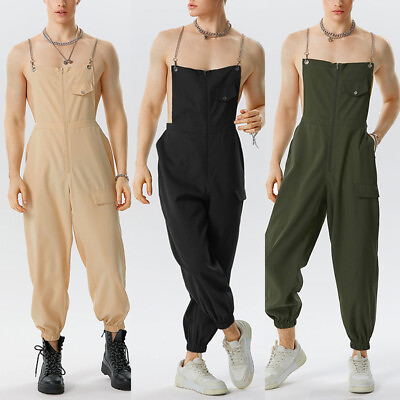 #ad Fashion Mens Strappy Long Jumpsuits Playsuits Casual Loose Pants Trousers Plus $25.49