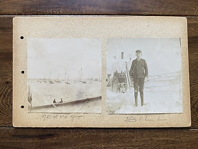 #ad Newport Rhode Island Boats in Water amp; Young Man in Winter Antique Vintage Photos $12.95