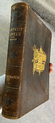 #ad Antique Leather Gilded Gilt PERFECT JEWELS Balch Ornate Embossed Victorian Book $359.15