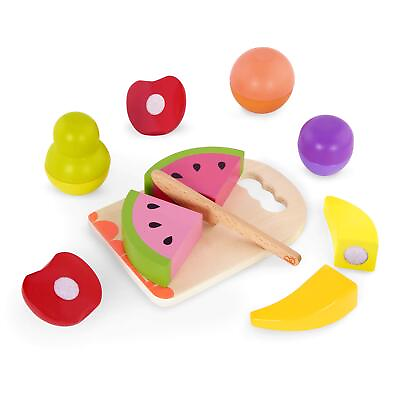 #ad Chop n#x27; Play Fruits Pretend Play Wooden Play food Set 6 Hook and Loop Fru... $10.17