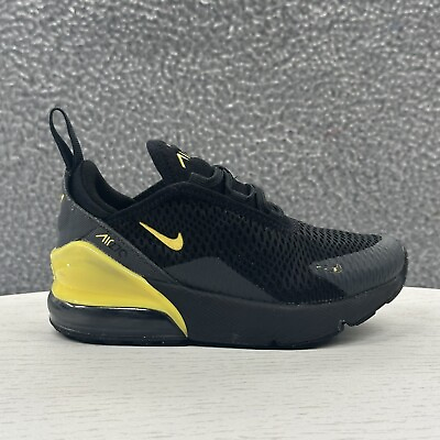 #ad Nike Air Max 270 DX9278 001 Black Yellow Strike Kids Size 10.5C $50.00