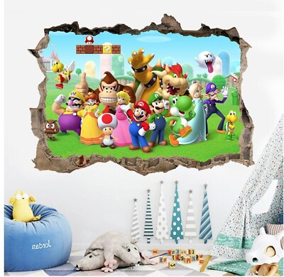 #ad ALL Super Mario Bros Removable Wall Stickers Decal Kids Home Decor ship from U.S $9.91