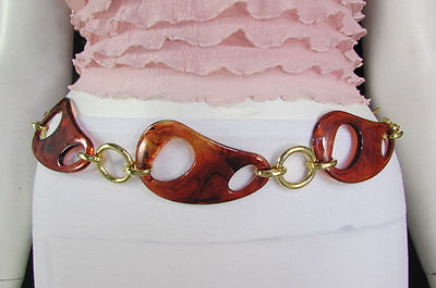 #ad Classy Women Brown Gold Silver Chains Ring Fashion Belt Hip High Waist S M L $7.49