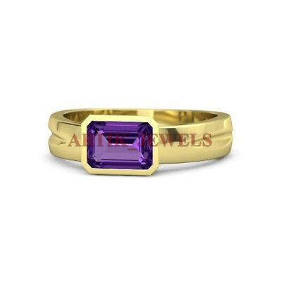 #ad Natural Amethyst Gemstone with Gold Plated 925 Sterling Silver Women#x27;s Ring 3715 $76.49