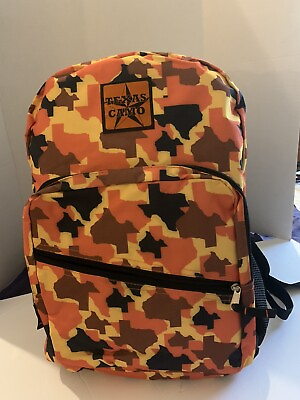 #ad New backpack Unusual Texas camo Heavy Duty Orange Yellow Black shapes Lg 16” $21.00