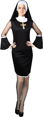 #ad Halloween Nun Sister Costume Mesh Stocking Womens Nun Accessories Black Dress $19.99