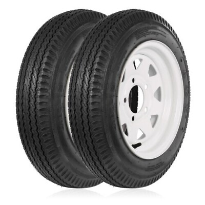 #ad 4.80 12 Trailer Tires with 12#x27;#x27; Rims 5 Lug on 4.5#x27;#x27; Load Range C 6PR 2 Set C $62.99